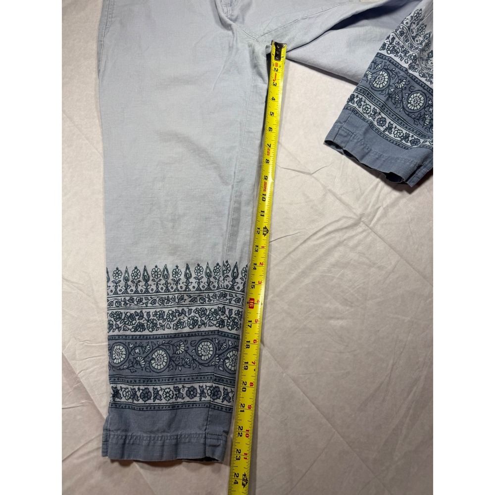 Columbia Womens Capri Pants L 29 Blue Floral Border Boho Crop Casual Beach Comfy - Picture 4 of 10